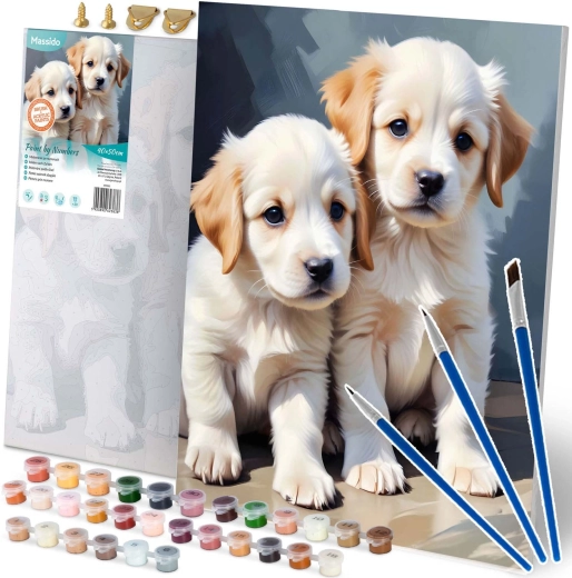 Paint by Numbers on Canvas 40×50 cm – Puppies