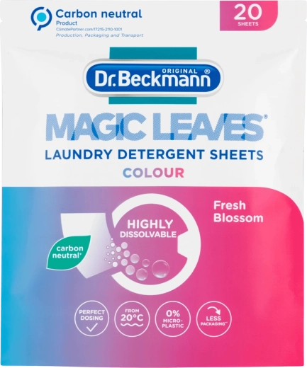 Dr. Beckmann Magic Leaves Color – wasdoekjes voor bonte was 20 stuks