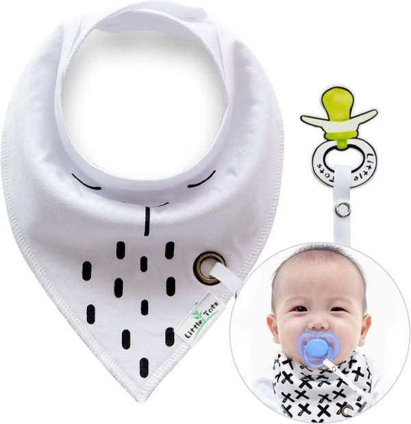 Lätzchen mit Schnullerhalter - weiß