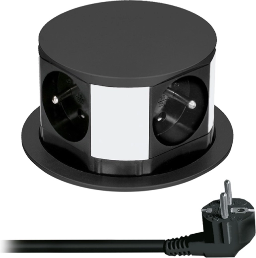 Solight uittrekbaar stopcontactblok voor werkblad 4× 230 V, zwart, 2 m