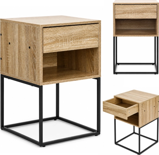 Nachttisch mit Schublade und Ablage ModernHome in heller Eichenoptik