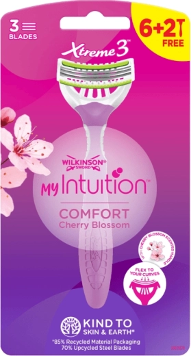 Rasoir jetable pour femmes WILKINSON Xtreme3 Intuition Comfort Cherry Blossom, 8 pcs