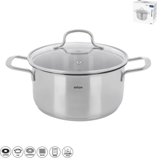 RVS kookpan Anett glass 4,6 l met glazen deksel