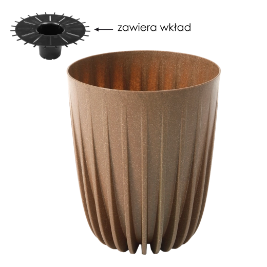 Cache-pot Mira Eco Wood 25 cm bois naturel avec insert de drainage