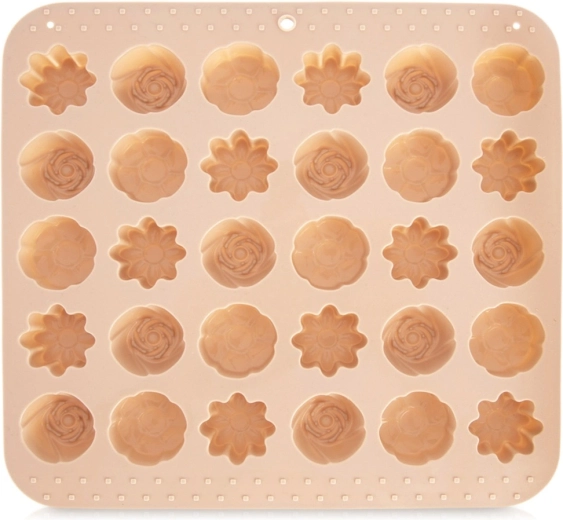 Siliconen vorm voor koekjes en pralines bloemen 21,5 × 20 × 2 cm, beige