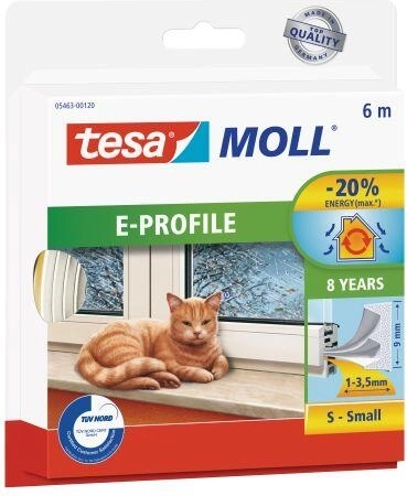 Raam- en deurdichting E 9 × 4 mm, wit, 6 m