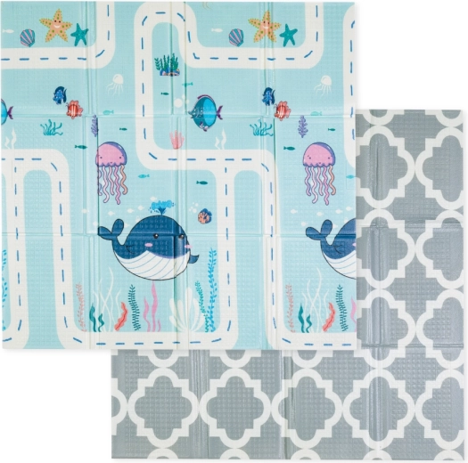 Tapis de jeu pliable en mousse PETITE & MARS Campy S Ocean & Arabesca 200 × 130 cm