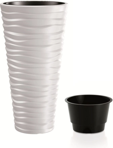 Sand Slim Flowerpot with Inner Insert 29.6 cm White