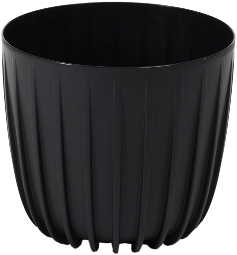 Lage bloempot Mira 24 cm – zwart, met inzet
