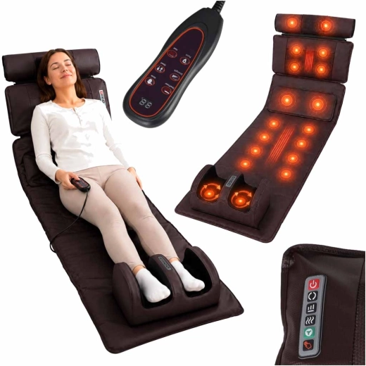 Tapis de massage corporel complet avec coussin shiatsu, chauffage et télécommande