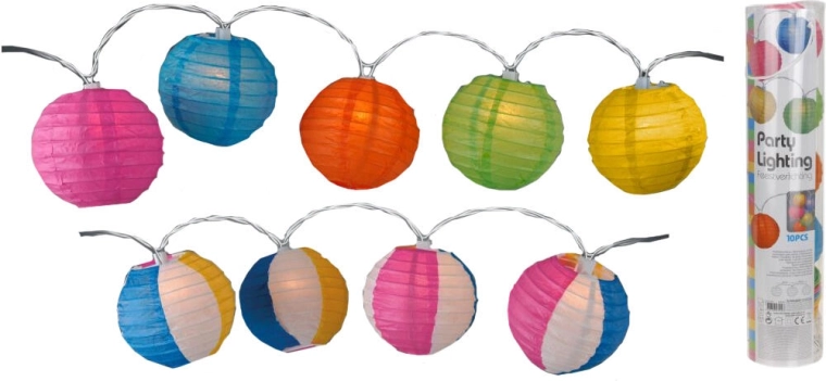LED lantaarnslinger 10 cm, 10 LED, kleurrijk