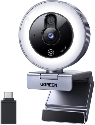 Webcam Ugreen CM910 2K avec éclairage LED et microphone
