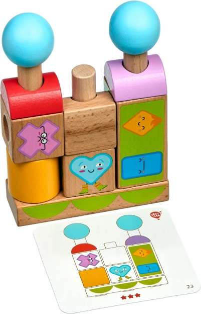 Lucy & Leo Shapes and Emotions – wooden peg puzzle with templates