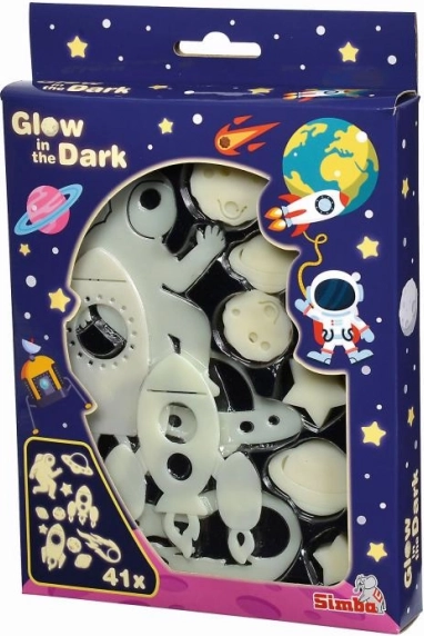 Glow-in-the-dark wall and ceiling decorations – stars and celestial bodies, 41 pcs