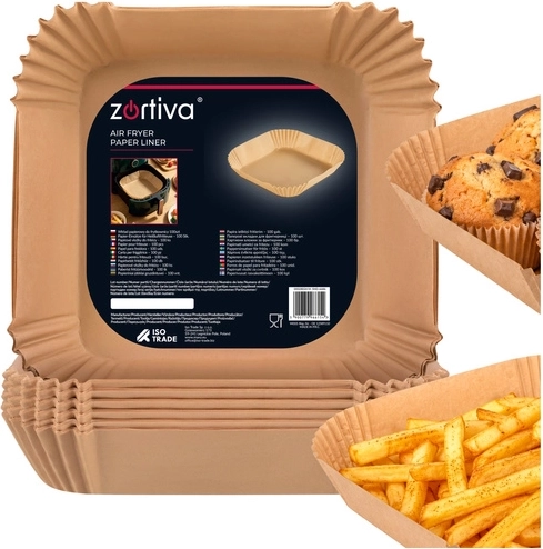 Inserts en papier Zortiva pour friteuse à air 23 × 23 cm, 100 pcs