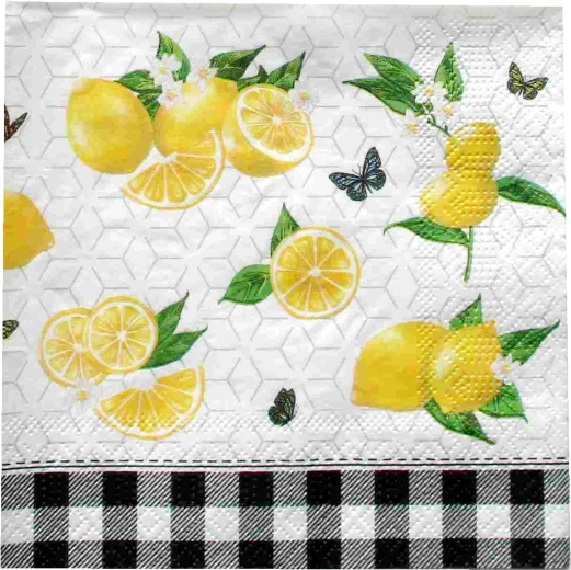 Servietten mit Zitronenmotiv, 3-lagig, 33 × 33 cm