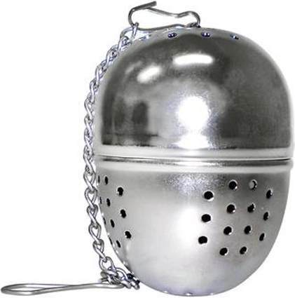 Stainless steel egg-shaped tea infuser with chain