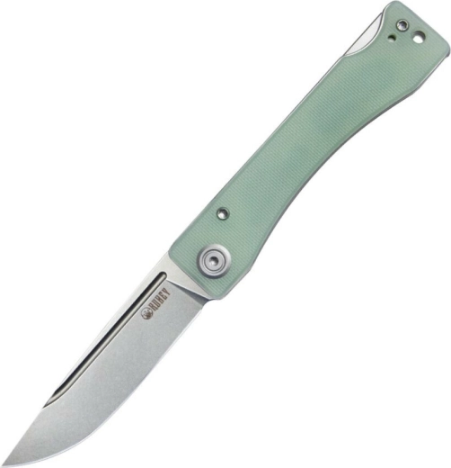 Kubey Akino pocket folding knife 7.7 cm, bead blasted, green jade G10