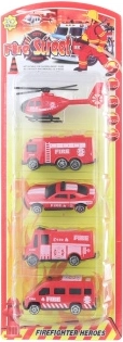 Set van plastic brandweerwagens – 5 stuks