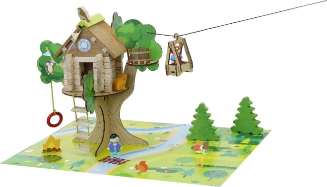 JEUJURA wooden construction set – treehouse, 70 pieces
