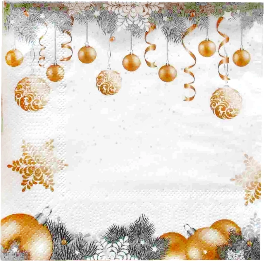 Kerstservetten met kerstbalmotief 33 × 33 cm, 3-laags