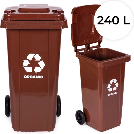 Kliko 240 l voor bioafval (bruin) met rubberen wielen
