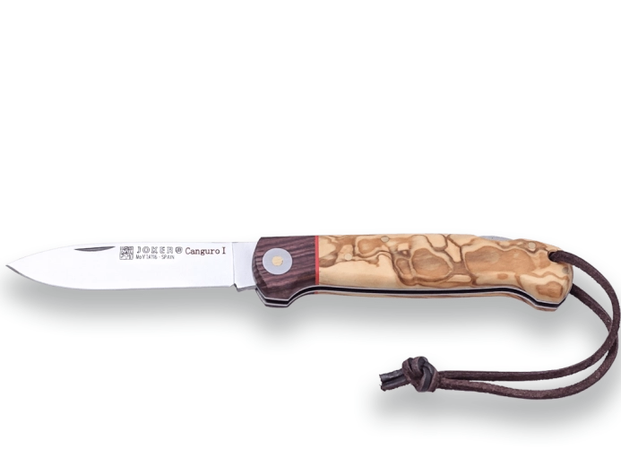 Joker Canguro zakmes voor de jacht 8,5 cm, olijf- en palissanderhout met koord