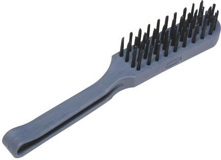 Hand wire brush with 4 rows, plastic handle