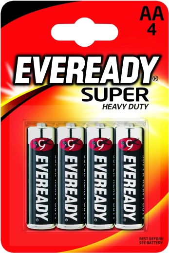 Energizer Eveready Super Heavy Duty AA penlitebatterijen 1,5 V, 4 stuks