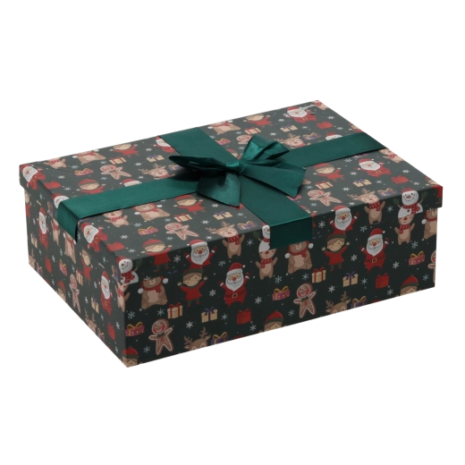 Weihnachts-Geschenkbox mit grüner Schleife 30,5 × 22 × 10 cm – 1 Stück