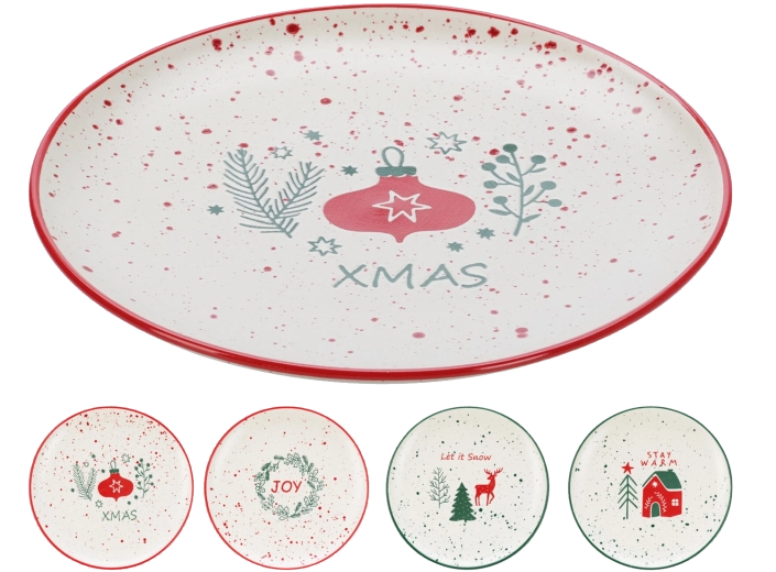 Kerst dessertschaal 20 cm van porselein New Bone China met rendiermotief