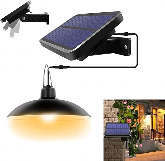Solar hanging LED lamp with remote control and dusk sensor