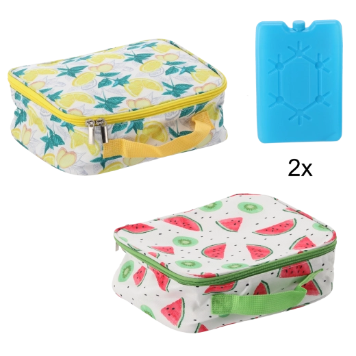Sac isotherme 4 L avec deux blocs réfrigérants, motif citron