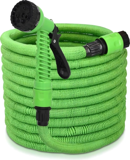 Expandable elastic garden hose 1/2" with quick connectors and spray gun – 5 - 15 m