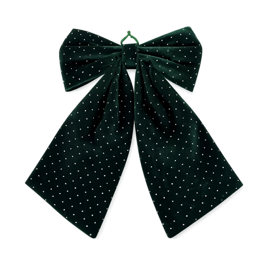 Christmas green bow with decorative rhinestones 40 × 65 cm