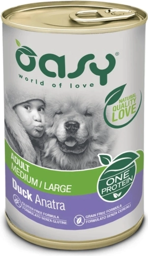 Oasy One Protein paté voor volwassen honden van middelgrote en grote rassen – eend 400 g