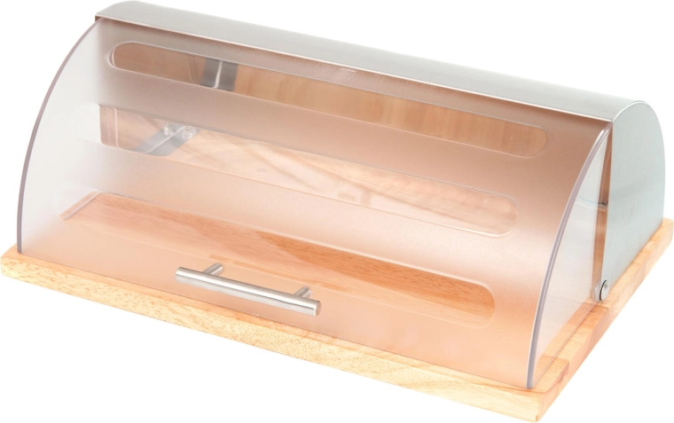 Broodtrommel GRANDE met houten basis en roestvrijstalen deksel, 39 × 28,5 × 15 cm