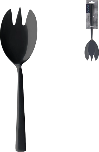 Salatgabel aus Edelstahl in Schwarz, 1 Stück