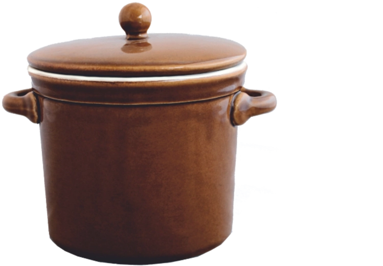Keramische pot met deksel 1 l bruin
