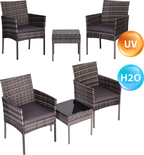 Technorattan garden set for 2 with armchairs and table, grey, MultiGarden