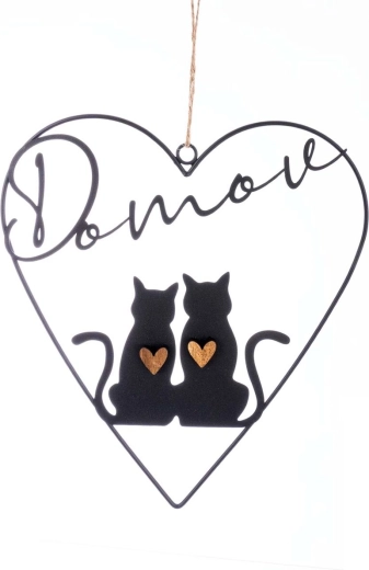 Metall-Dekoration Katze „ZUHAUSE“ – Schwarz
