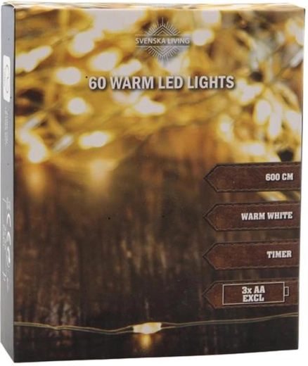 Kerstverlichtingssnoer 60 LED met timer 6 m