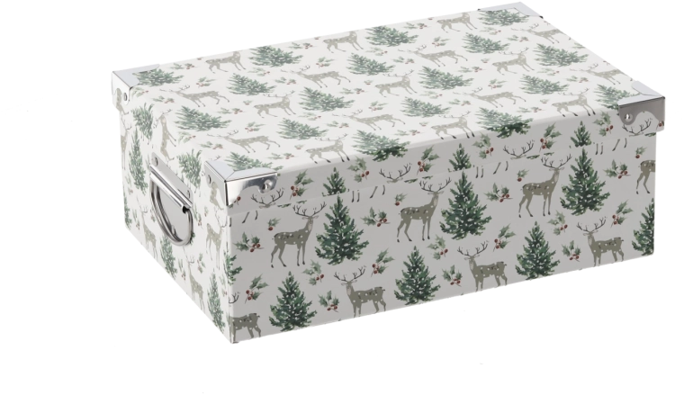 Kerstgeschenkbox met metalen beslag 36 × 24,5 × 12,5 cm - 1 stuk