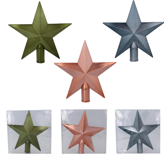 Sommet d’arbre étoile de Noël 20 cm – olive, cuivré et graphite