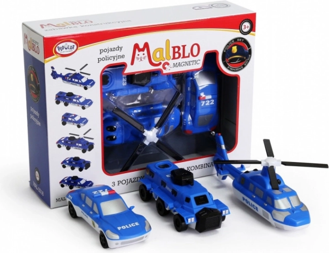 Véhicules de police magnétiques MalBlo – kit de construction créatif pour enfants