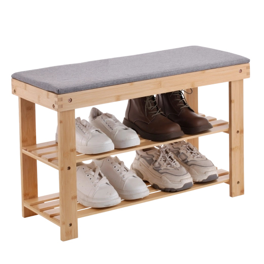 Banc en bambou avec étagère à chaussures 70 × 28 × 45 cm - 1 pièce