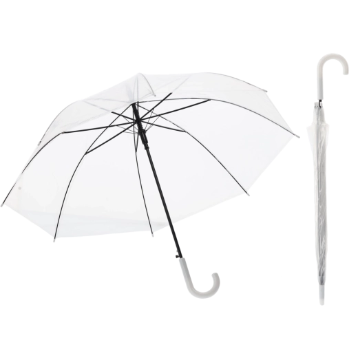 Semi-transparent classic umbrella with semi-automatic opening, 99 cm diameter