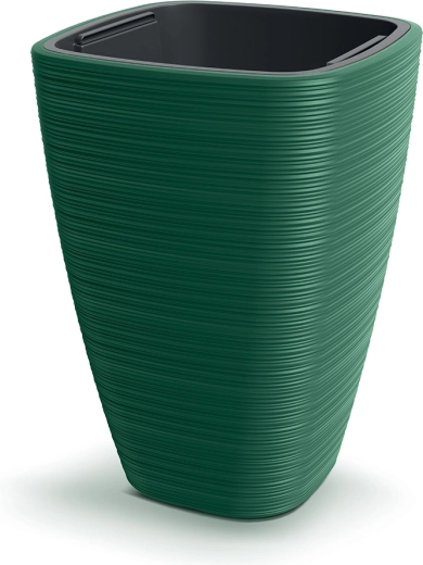 Cache-pot Vena Square 38,8 cm vert foncé avec insert intérieur