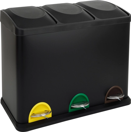 TORO 45 L Pedal Bin for Sorted Waste, Black Stainless Steel
