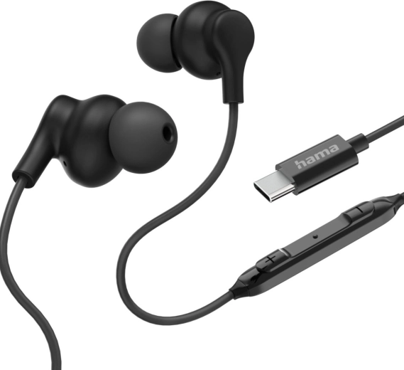 Hama Curly USB-C zwarte in-ear oordopjes
